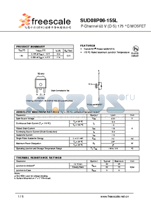 SUD08P06-155L datasheet - P-Channel 60 V (D-S) 175 `C MOSFET