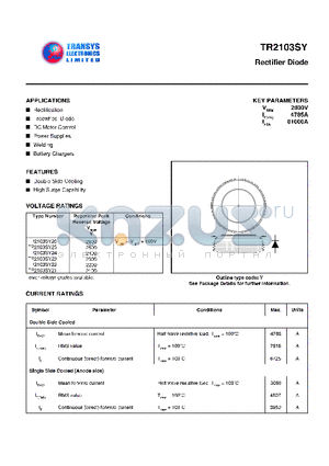 TR2103SY21 datasheet - RECTIFIER DIODE