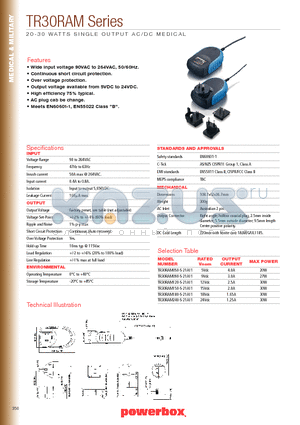 TR30RAM180-S-21A11 datasheet - 20 - 30 WATTS SINGLE OUTPUT AC/DC MEDICAL