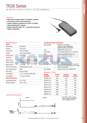 TR36A09-21A11 datasheet - 36 WATTS SINGLE OUTPUT AC/DC GENERAL