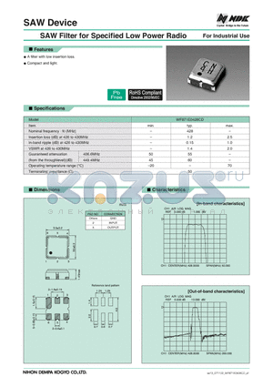 WF871E0428CD datasheet - SAW Filter for Specified Low Power Radio