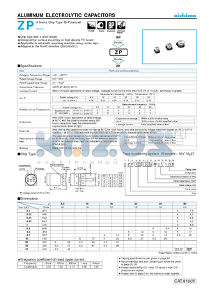 UZP1A330MCL datasheet - ALUMINUM ELECTROLYTIC CAPACITORS