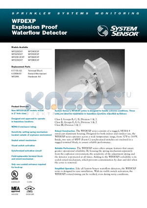 WFD25EXP datasheet - Explosion Proof Waterflow Detector