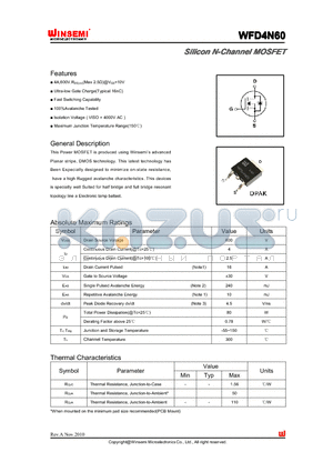 WFD4N60 datasheet - Silicon N-Channel MOSFET