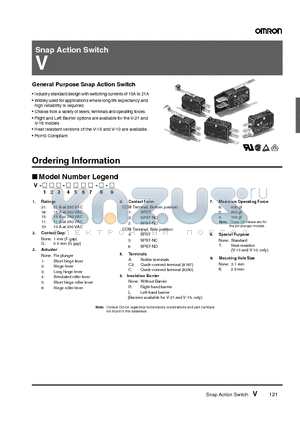 V-106-1A4-T datasheet - Snap Action Switch