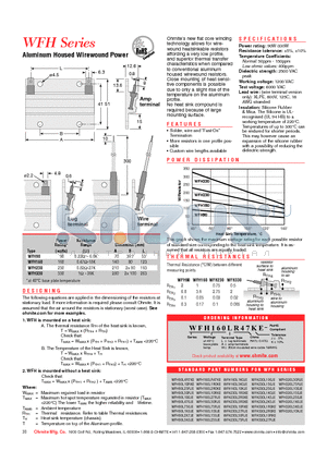 WFH160L250JE datasheet - Aluminum Housed Wirewound Power