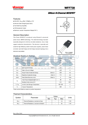 WFF730 datasheet - Silicon N-Channel MOSFET