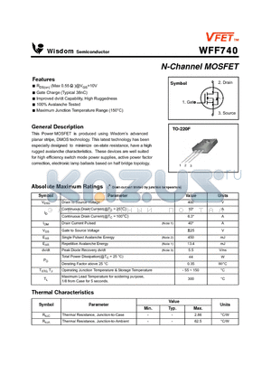 WFF740 datasheet - N-Channel MOSFET