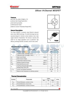 WFP630 datasheet - Silicon N-Channel MOSFET