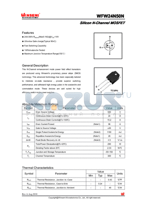 WFW24N50N datasheet - Silicon N-Channel MOSFET