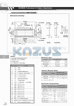 WG12232E datasheet - PROFESSIONAL LCD MODULE MANUFACTURE