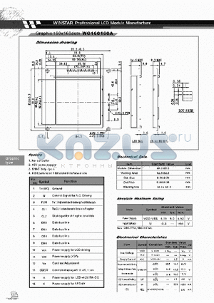 WG160160A datasheet - LCD MODULE GRAPHIC 160 x 160 DOTS