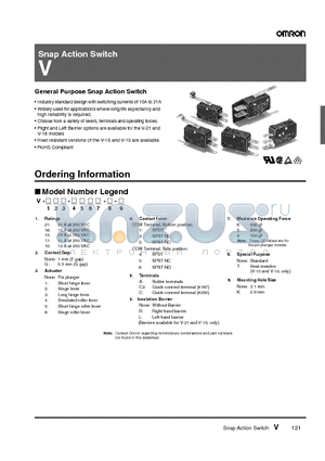 V-162-1AL5 datasheet - Snap Action Switch