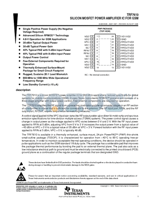 TRF7610PWP datasheet - SILICON MOSFET POWER AMPLIFIER IC FOR GSM