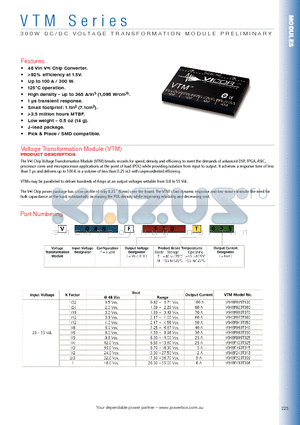 V048F120M100 datasheet - 300W DC/DC VOLTAGE TRANSFORMATION MODULE PRELIMINARY