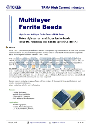 TRMA201209-YTRYH451 datasheet - TRMA High Current Inductors