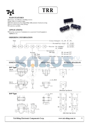 TRR1A24F50D datasheet - Miniature, cost-efective switching solution,,state of the art capsule designs