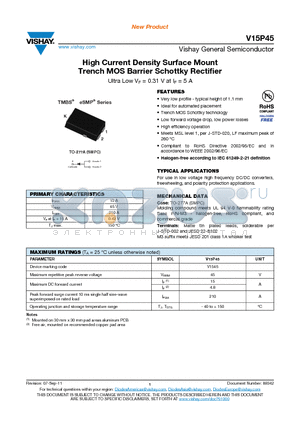 V15P45-M3-87A datasheet - 5High Current Density Surface Mount Trench MOS Barrier Schottky Rectifier