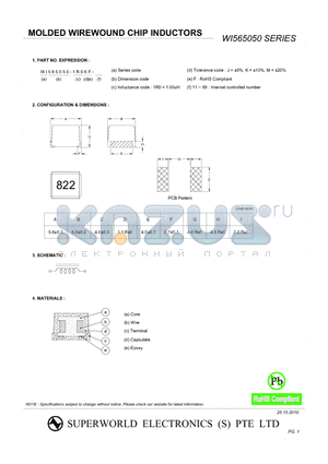 WI565050-1R0MF-11 datasheet - MOLDED WIREWOUND CHIP INDUCTORS