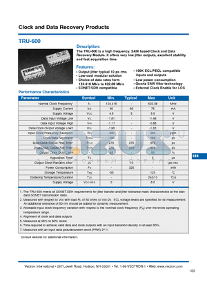 TRU-600 datasheet - TRU-600