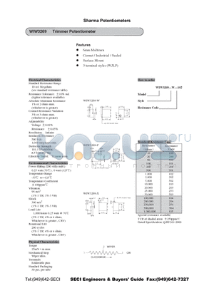 WIW3269-P-100 datasheet - Trimmer Potentiometer