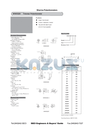 WIW3329-H-200 datasheet - Trimmer Potentiometer