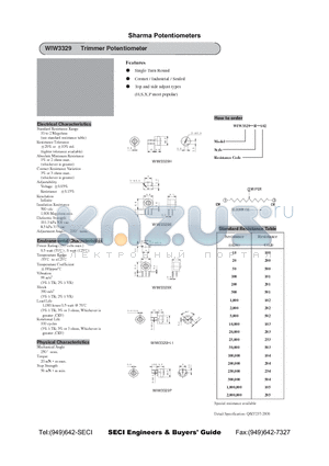 WIW3329-H-101 datasheet - Trimmer Potentiometer