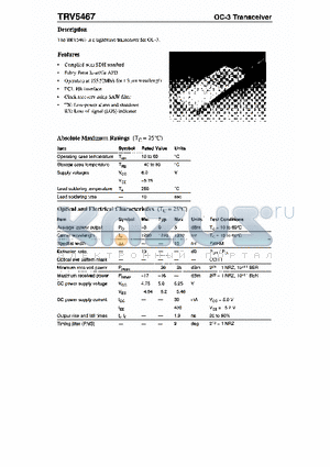 TRV5467 datasheet - lightwave transceiver for OC-3