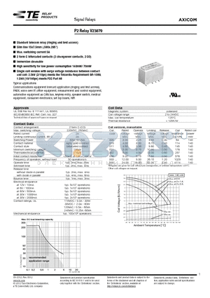 V23079-A2002-B301 datasheet - P2 Relay V23079