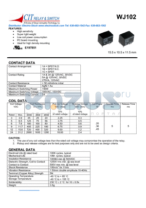 WJ102K1A524VDC.20 datasheet - CIT SWITCH