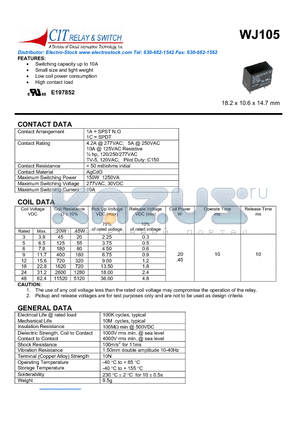 WJ1051AC105VDC.20 datasheet - CIT SWITCH