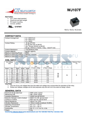 WJ107F1B1212VDC.36 datasheet - CIT SWITCH