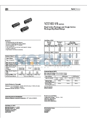 V23100-V4005C001 datasheet - Dual In-line Package and Single In-line Package Dry Reed Relays