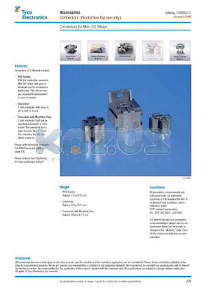 V23333-Z1001-A008 datasheet - Connectors for Mini ISO Relays Connectors (Production Europe only)