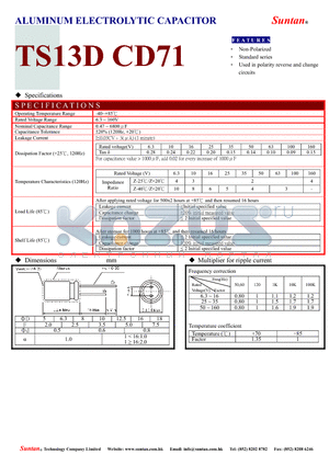 TS13DF-CD71 datasheet - ALUMINUM ELECTROLYTIC CAPACITOR