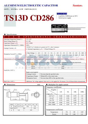 TS13DI-CD286 datasheet - ALUMINUM ELECTROLYTIC CAPACITOR