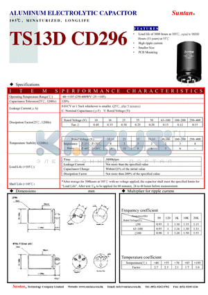 TS13DS-CD296 datasheet - ALUMINUM ELECTROLYTIC CAPACITOR