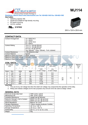 WJ1141CS106VDC3.5 datasheet - CIT SWTICH