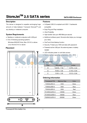 TS160GSJ25B-S datasheet - SATA HDD Enclosure