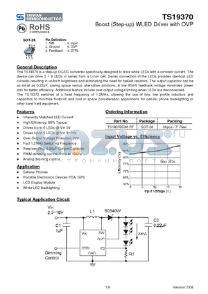 TS19370_10 datasheet - Boost (Step-up) WLED Driver with OVP