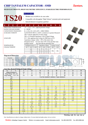 TS20 datasheet - CHIP TANTALUM CAPACITOR - SMD