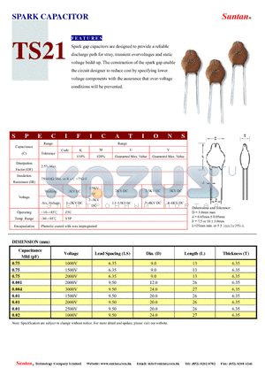 TS21 datasheet - SPARK CAPACITOR