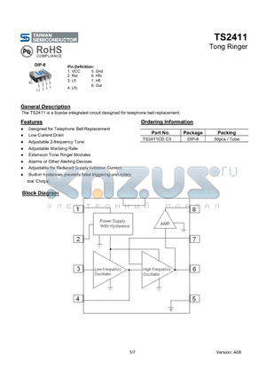 TS2411CDC3 datasheet - Tong Ringer