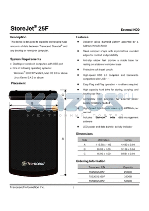 TS250GSJ25F datasheet - External HDD