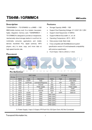 TS256MRMMC4 datasheet - MMCmobile