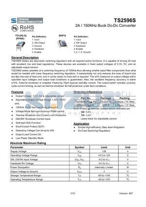 TS2596S datasheet - 2A / 150KHz Buck Dc-Dc Converter