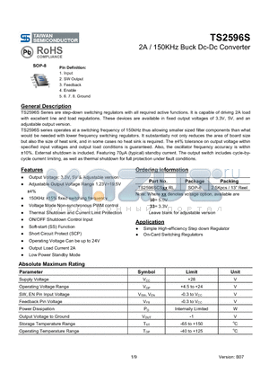 TS2596SCSRL datasheet - 2A / 150KHz Buck Dc-Dc Converter