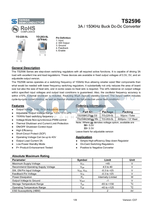 TS2596_08 datasheet - 3A / 150KHz Buck Dc-Dc Converter