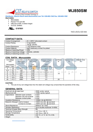 WJ8502CS4.5VDC datasheet - CIT SWITCH