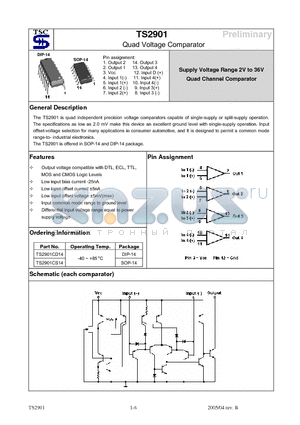 TS2901 datasheet - Quad Voltage Comparator